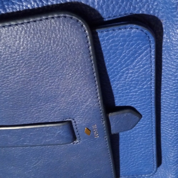 Fossil 1954 Vibrant Blue Two Tone Leather Perfect Stunning - Picture 3 of 16